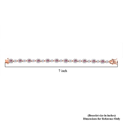 D'Joy Narsipatnam Pink Spinel and White Zircon 5.25 ctw Blush Fleur Bracelet in 18K Vermeil Rose Gold Over Sterling Silver (6.50 In)