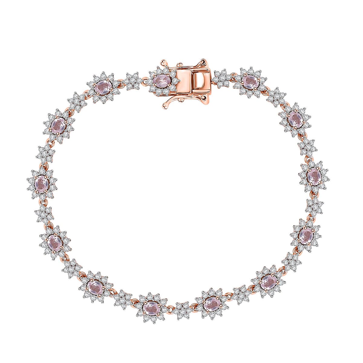 D'Joy Narsipatnam Pink Spinel and White Zircon 5.85 ctw Blush Fleur Bracelet in 18K Vermeil Rose Gold Over Sterling Silver (7.25 In) image number 0