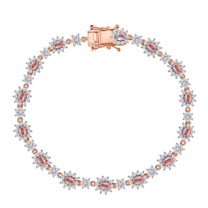 D'Joy Narsipatnam Pink Spinel and White Zircon 6.30 ctw Blush Fleur Bracelet in 18K Vermeil Rose Gold Over Sterling Silver (8.00 In)