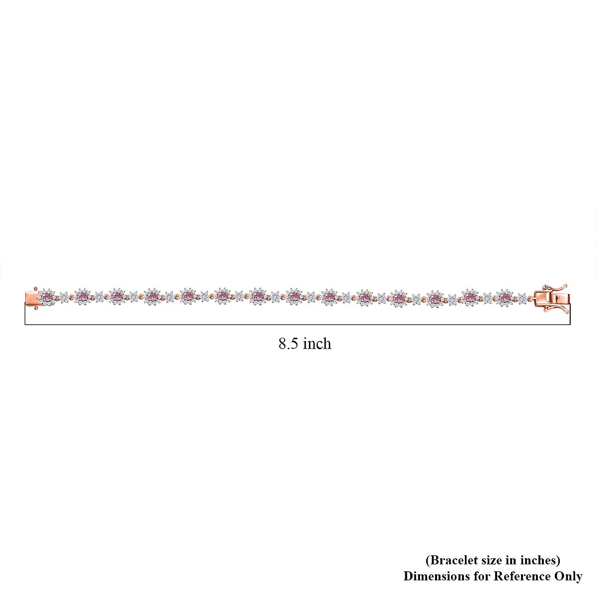 D'Joy Narsipatnam Pink Spinel and White Zircon 6.30 ctw Blush Fleur Bracelet in 18K Vermeil Rose Gold Over Sterling Silver (8.00 In) image number 4
