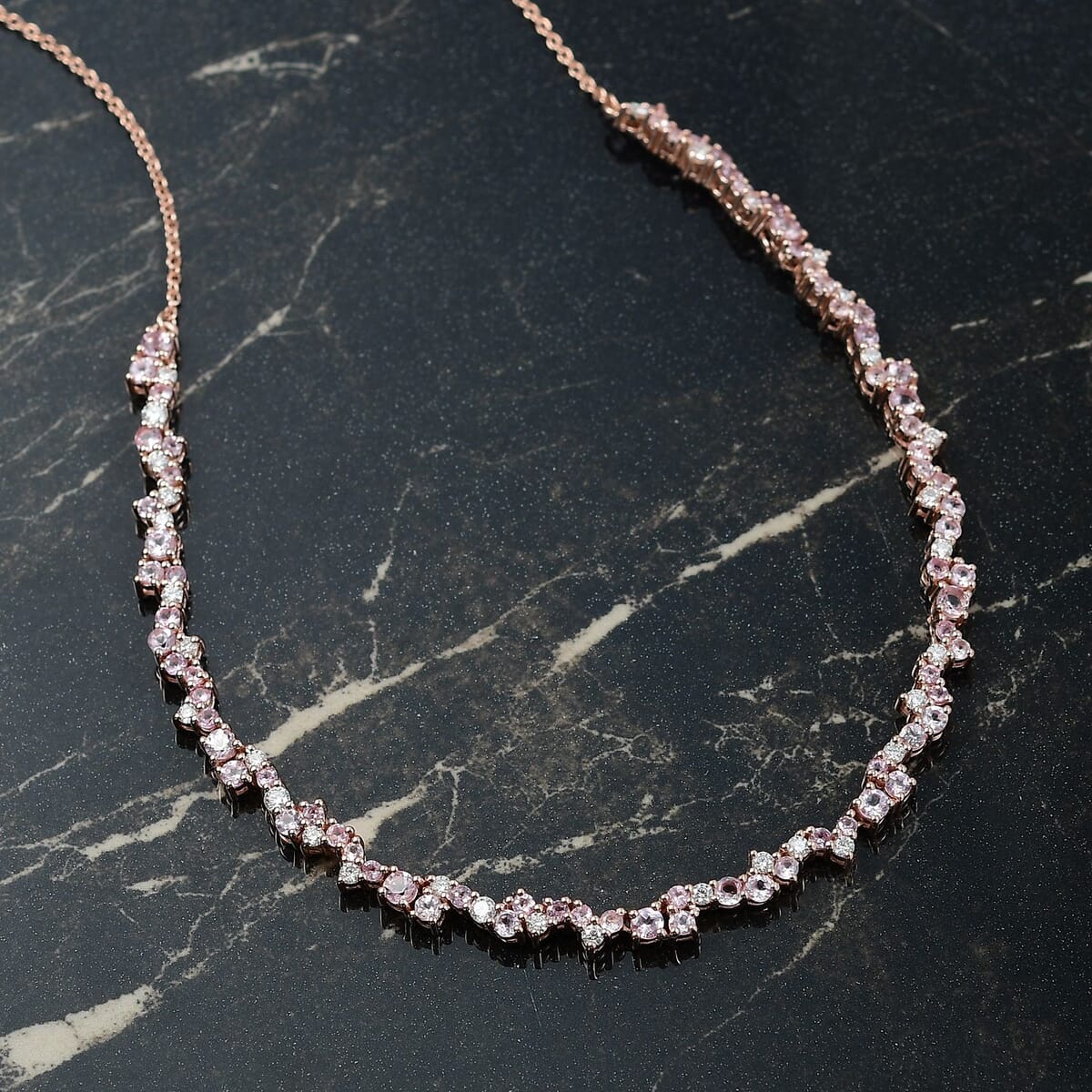 D'Joy Narsipatnam Pink Spinel and Moissanite 6.00 ctw Whispering Petals Necklace in 18K Vermeil Rose Gold Over Sterling Silver 18 Inches image number 1