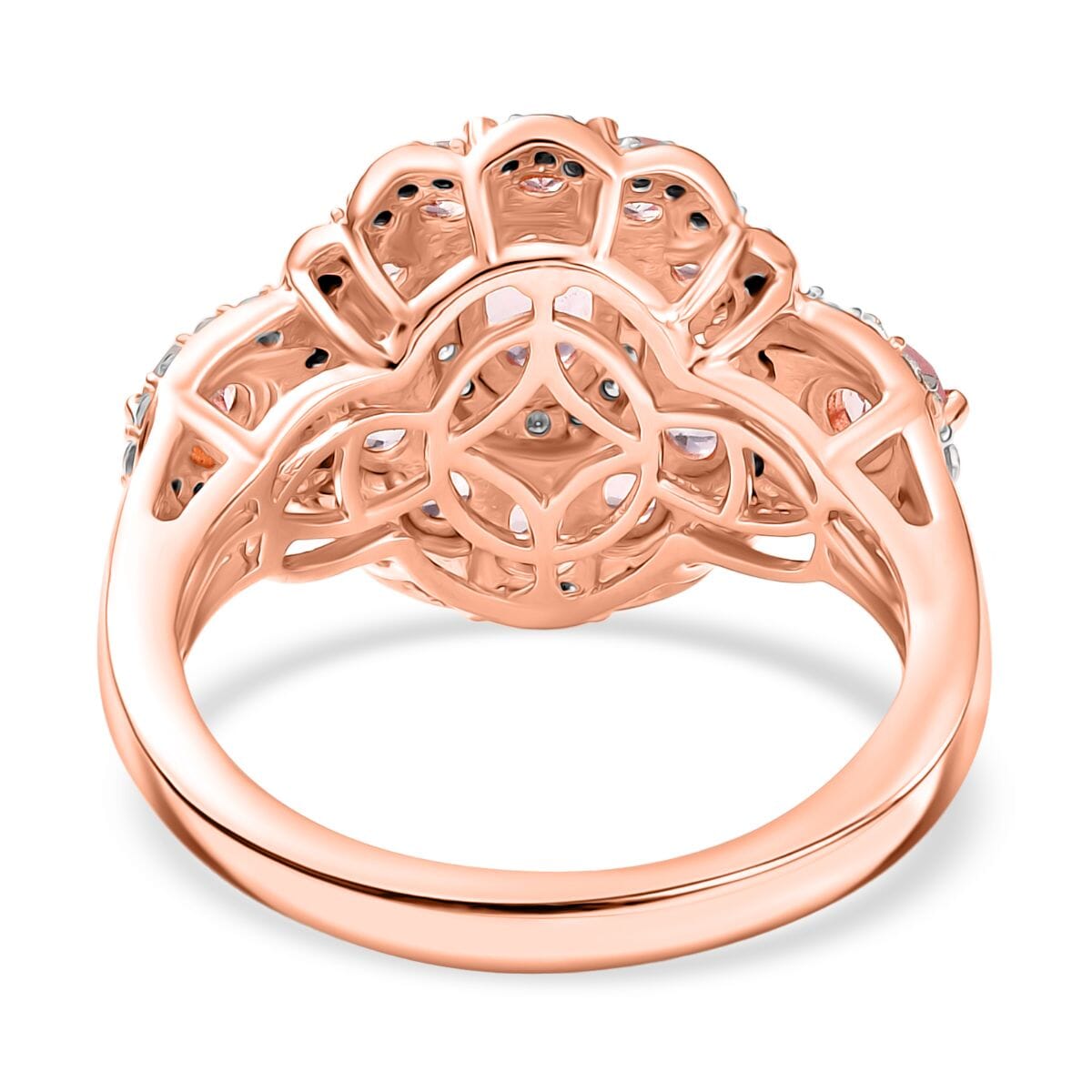 D'Joy Narsipatnam Pink Spinel and Moissanite 2.20 ctw Royal Bloom Ring in 18K Vermeil Rose Gold Over Sterling Silver (Size 10.0) image number 4