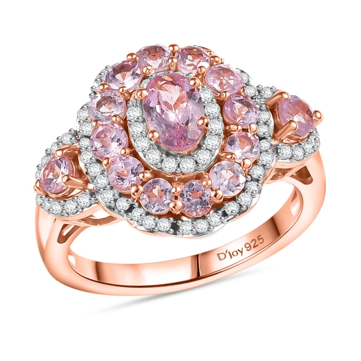 D'Joy Narsipatnam Pink Spinel and Moissanite 2.20 ctw Royal Bloom Ring in 18K Vermeil Rose Gold Over Sterling Silver (Size 6.0) image number 0