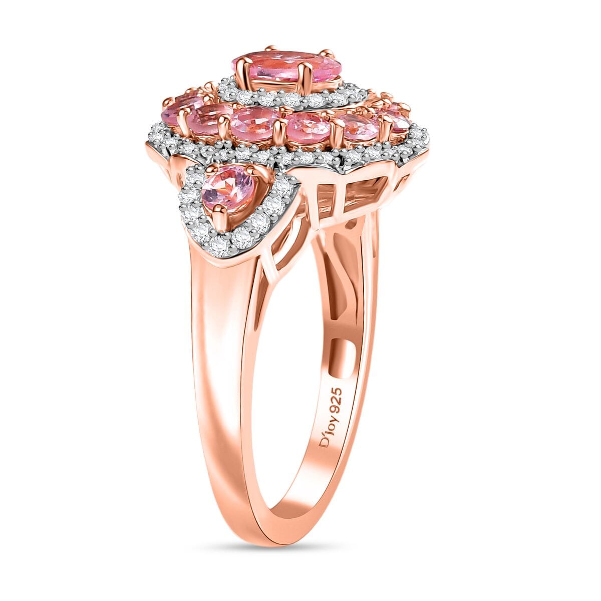 D'Joy Narsipatnam Pink Spinel and Moissanite 2.20 ctw Royal Bloom Ring in 18K Vermeil Rose Gold Over Sterling Silver (Size 6.0) image number 3