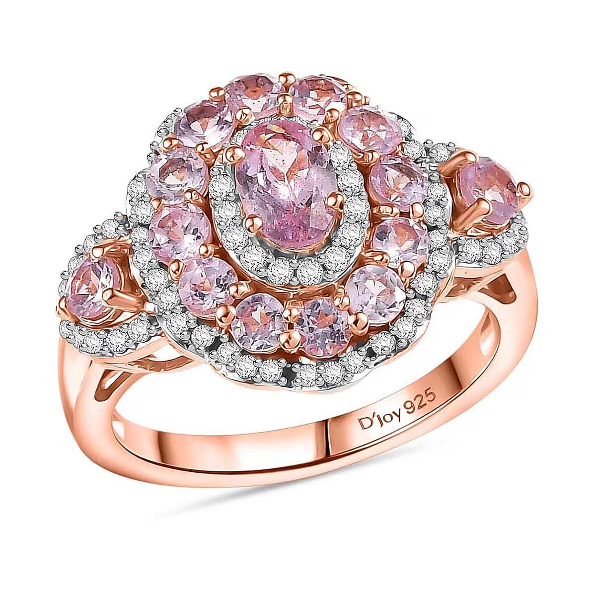 D'Joy Narsipatnam Pink Spinel and Moissanite 2.20 ctw Royal Bloom Ring in 18K Vermeil Rose Gold Over Sterling Silver (Size 8.0) image number 0