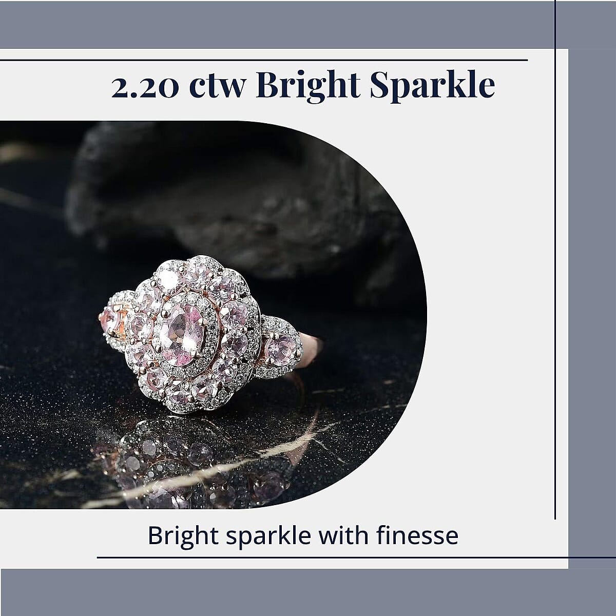 D'Joy Narsipatnam Pink Spinel and Moissanite 2.20 ctw Royal Bloom Ring in 18K Vermeil Rose Gold Over Sterling Silver (Size 8.0) image number 4