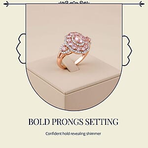 D'Joy Narsipatnam Pink Spinel and Moissanite 2.20 ctw Royal Bloom Ring in 18K Vermeil Rose Gold Over Sterling Silver (Size 9.0)