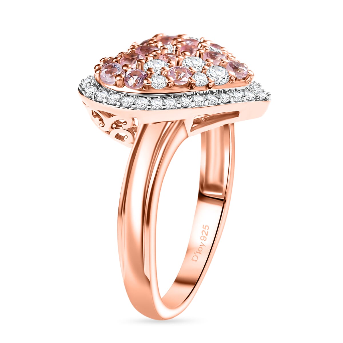 D'Joy Narsipatnam Pink Spinel and Moissanite 1.50 ctw Heart of Blush Ring in 18K Vermeil Rose Gold Over Sterling Silver (Size 10.0)  image number 3