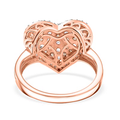 D'Joy Narsipatnam Pink Spinel and Moissanite 1.50 ctw Heart of Blush Ring in 18K Vermeil Rose Gold Over Sterling Silver (Size 10.0)
