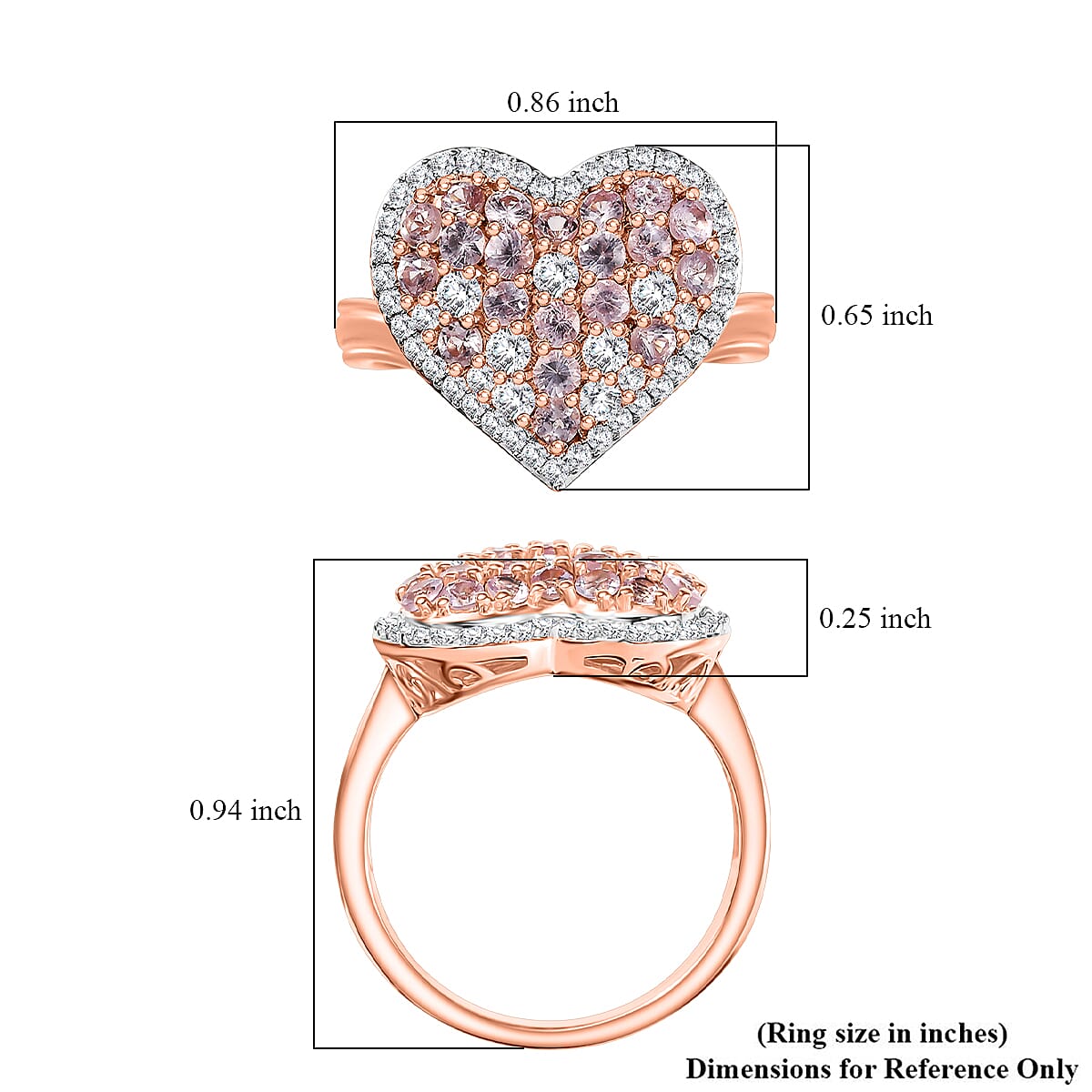 D'Joy Narsipatnam Pink Spinel and Moissanite 1.50 ctw Heart of Blush Ring in 18K Vermeil Rose Gold Over Sterling Silver (Size 10.0)