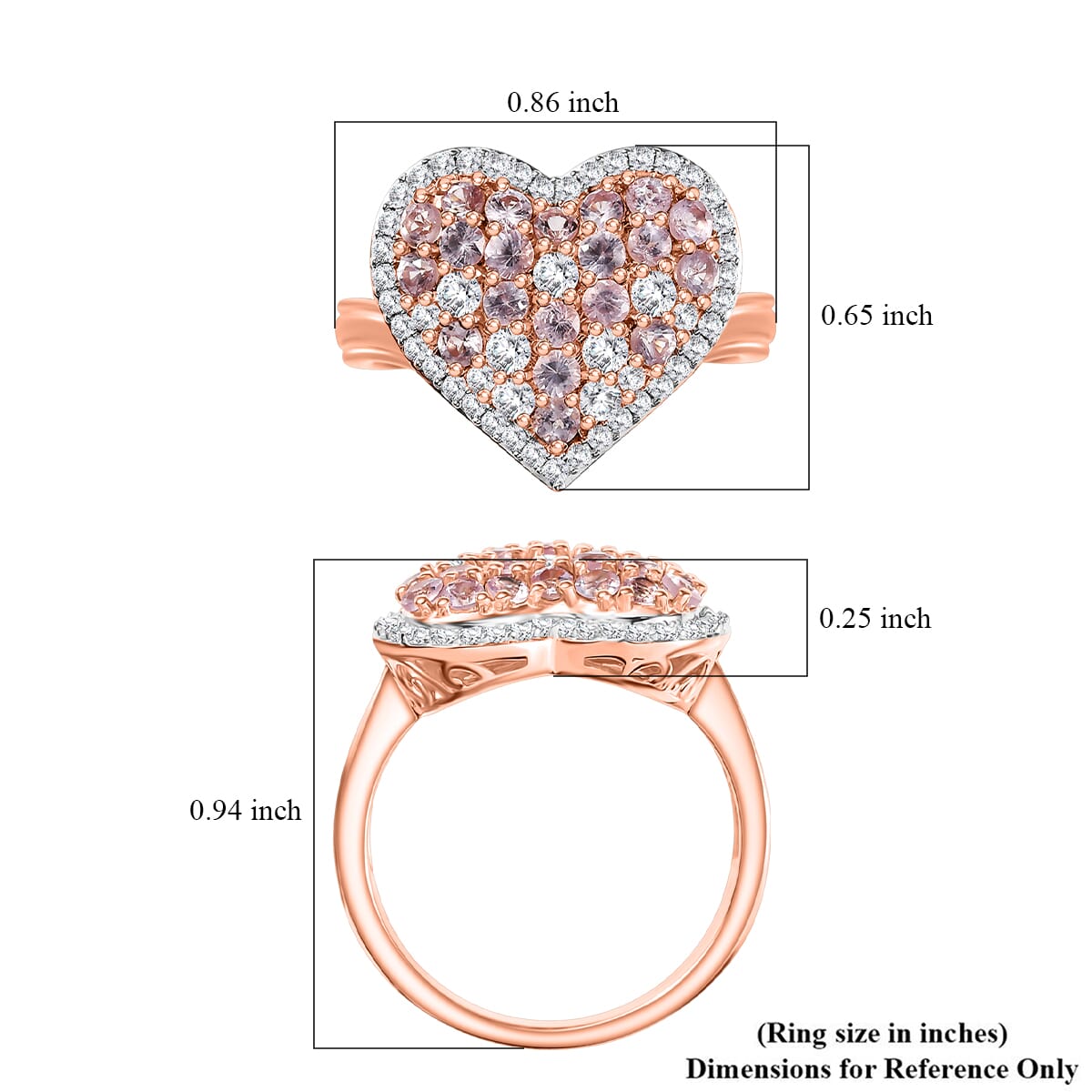 D'Joy Narsipatnam Pink Spinel and Moissanite 1.50 ctw Heart of Blush Ring in 18K Vermeil Rose Gold Over Sterling Silver (Size 10.0)  image number 5