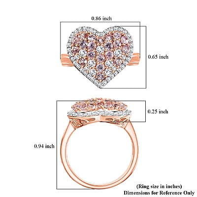 D'Joy Narsipatnam Pink Spinel and Moissanite 1.50 ctw Heart of Blush Ring in 18K Vermeil Rose Gold Over Sterling Silver (Size 10.0)