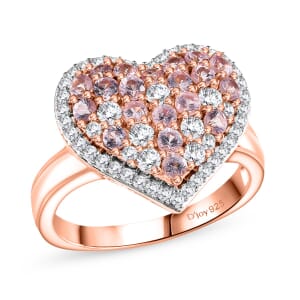 D'Joy Narsipatnam Pink Spinel and Moissanite 1.50 ctw Heart of Blush Ring in 18K Vermeil Rose Gold Over Sterling Silver (Size 7.0)