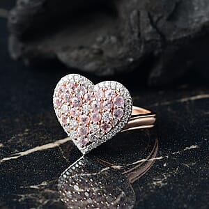 D'Joy Narsipatnam Pink Spinel and Moissanite 1.50 ctw Heart of Blush Ring in 18K Vermeil Rose Gold Over Sterling Silver (Size 7.0)
