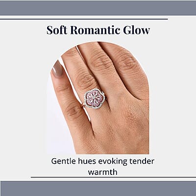 D'Joy Narsipatnam Pink Spinel and Multi Gemstone 1.30 ctw Blush Blossom Ring in 18K Vermeil Rose Gold Over Sterling Silver (Size 10.0)