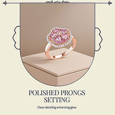 D'Joy Narsipatnam Pink Spinel and Multi Gemstone 1.30 ctw Blush Blossom Ring in 18K Vermeil Rose Gold Over Sterling Silver (Size 10.0)