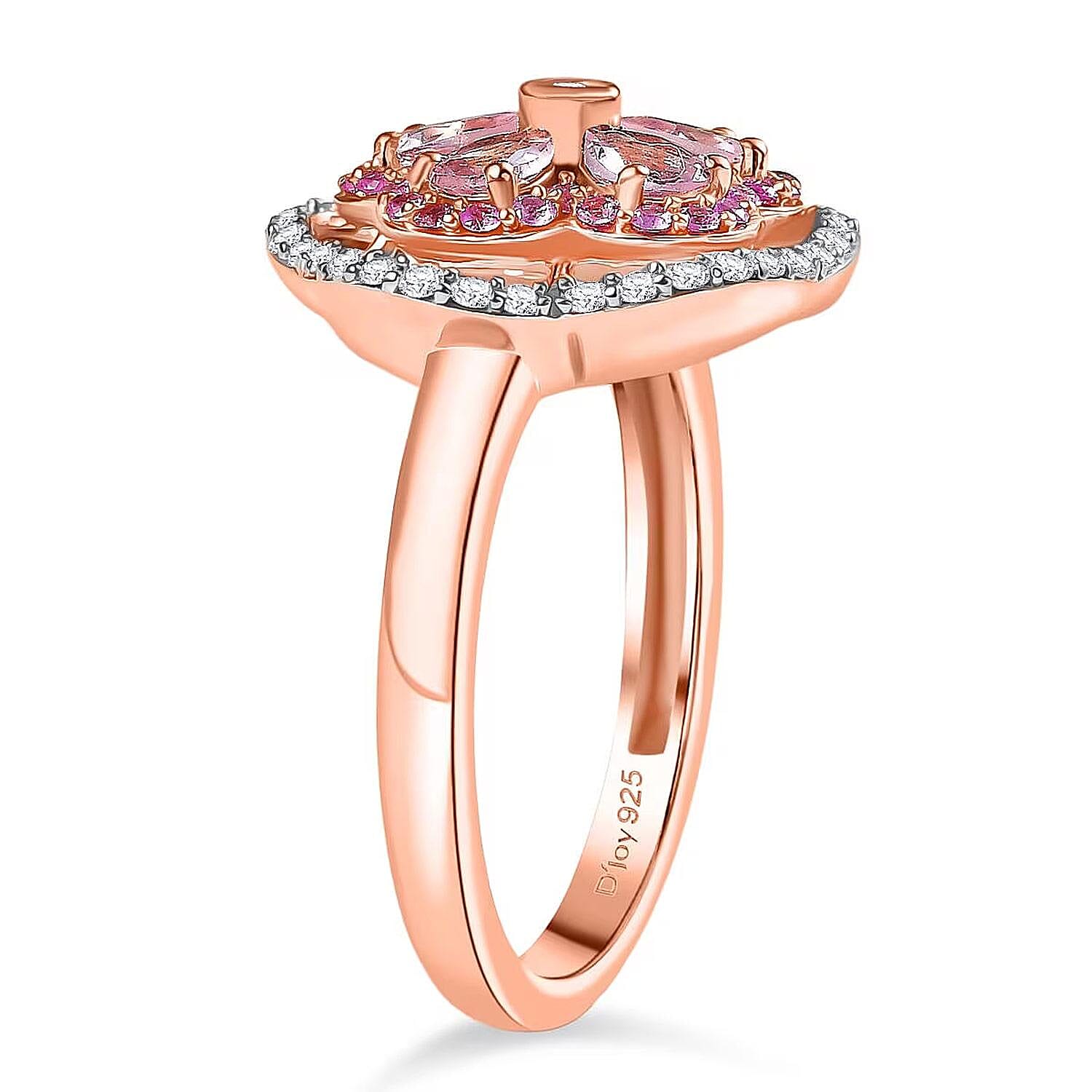 D'Joy Narsipatnam Pink Spinel and Multi Gemstone 1.30 ctw Blush Blossom Ring in 18K Vermeil Rose Gold Over Sterling Silver (Size 10.0)