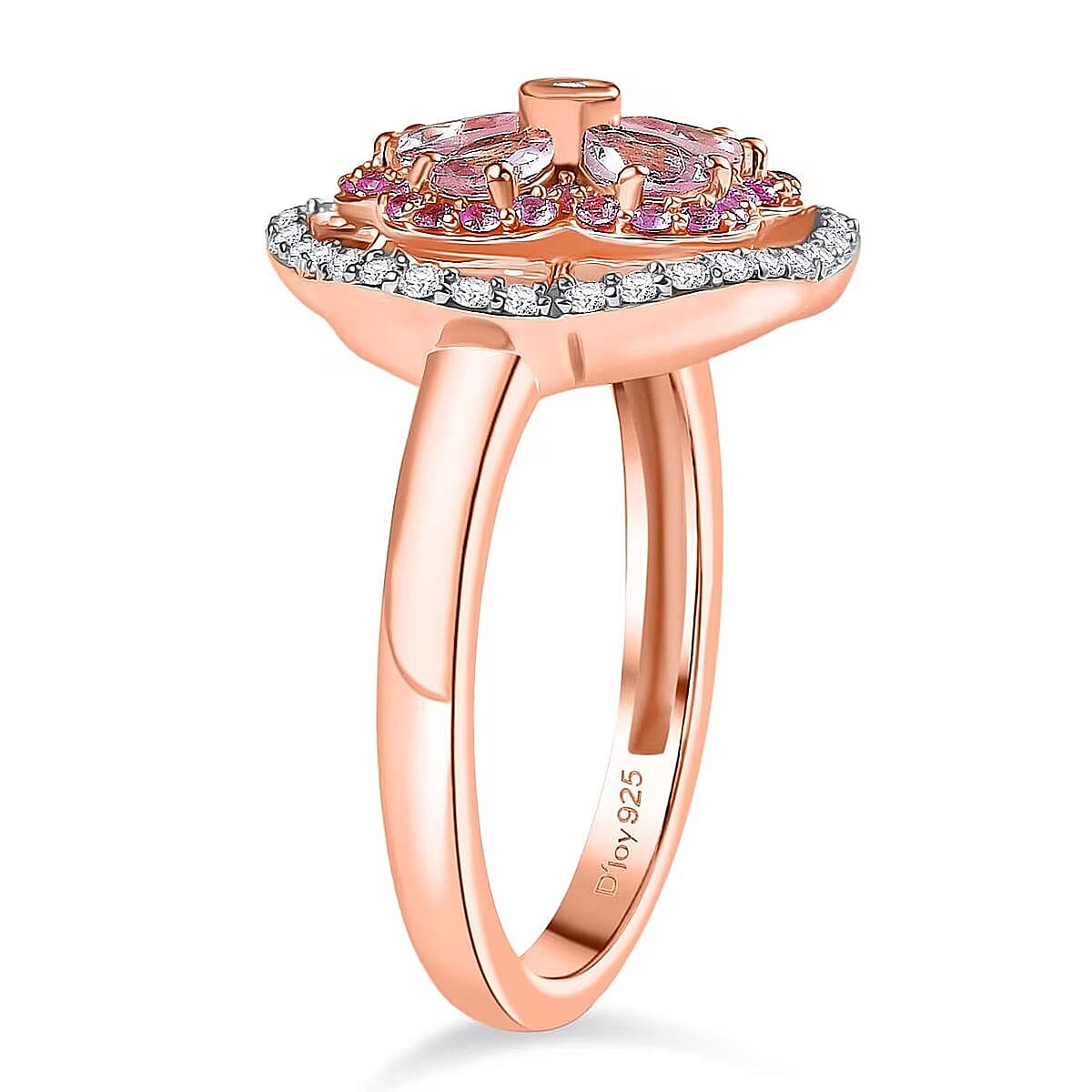 D'Joy Narsipatnam Pink Spinel and Multi Gemstone 1.30 ctw Blush Blossom Ring in 18K Vermeil Rose Gold Over Sterling Silver (Size 10.0) image number 7