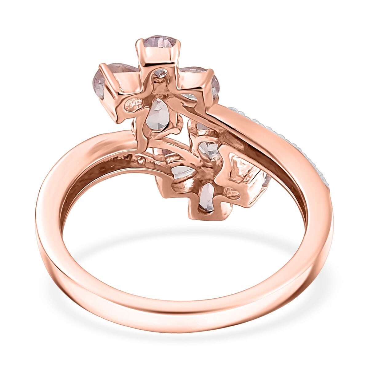 D'Joy Narsipatnam Pink Spinel and White Zircon 1.45 ctw Clover Ring in 18K Vermeil Rose Gold Over Sterling Silver (Size 10.0) image number 4