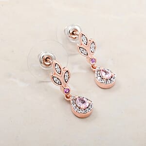 D'Joy Narsipatnam Pink Spinel and Multi Gemstone 0.70 ctw Whispering Leaves Earrings in 18K Vermeil Rose Gold Over Sterling Silver