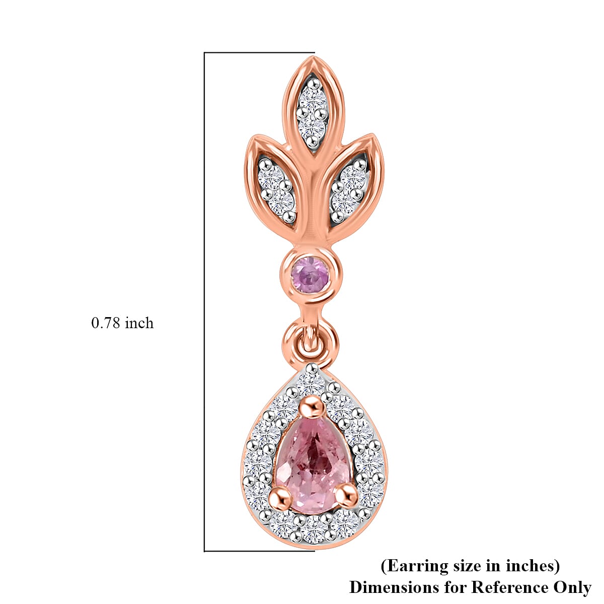 D'Joy Narsipatnam Pink Spinel and Multi Gemstone 0.70 ctw Whispering Leaves Earrings in 18K Vermeil Rose Gold Over Sterling Silver