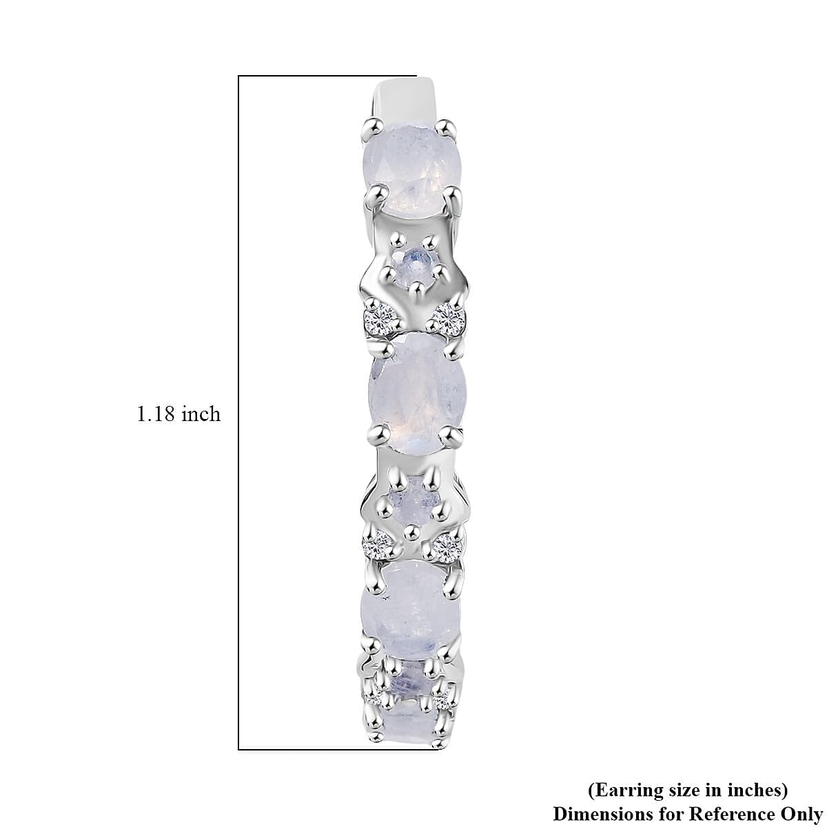 Karis Moon Glow Moonstone and White Zircon 2.75 ctw Hoop Earrings in Platinum Bond