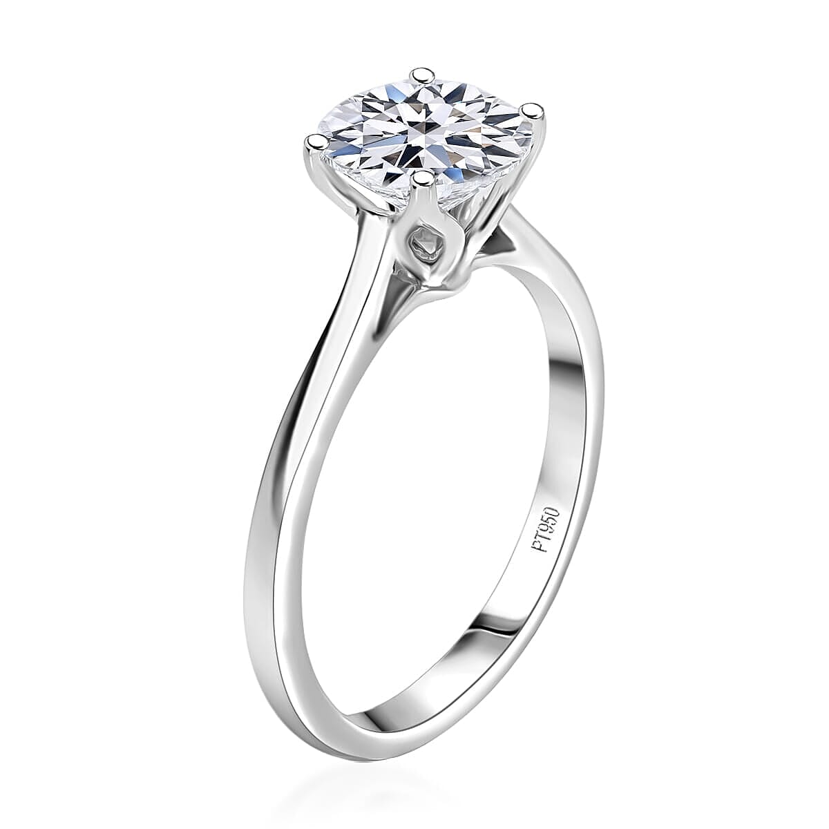IGI Certified 950 Platinum Heart & Arrow Cut Luxuriant Lab Grown Diamond (E-F, VS) Ring (Size 5.5) (4.80 g) 2.00 ctw image number 1
