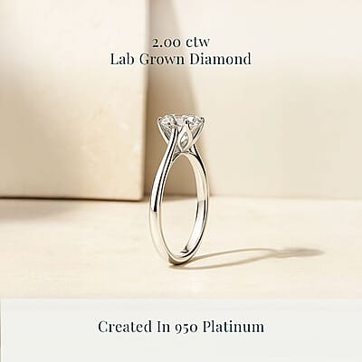 IGI Certified Heart & Arrow Cut Luxuriant Lab Grown Diamond E-F VS 2.00 ctw Ring in 950 Platinum (Size 8.0) 4.80 Grams