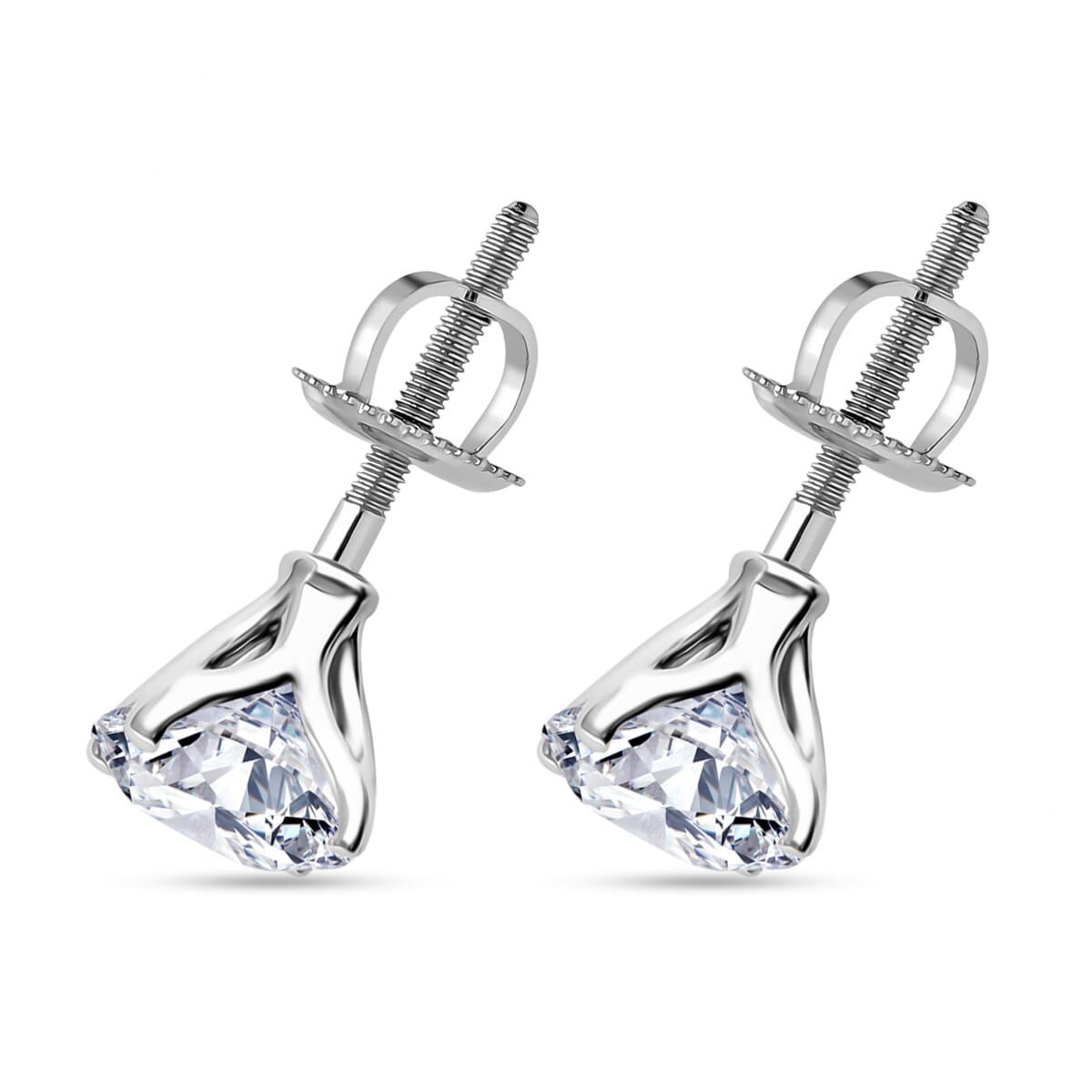 IGI Certified Heart & Arrow Cut Luxuriant Lab Grown Diamond E-F VS 2.00 ctw Stud Earrings in 950 Platinum  image number 2
