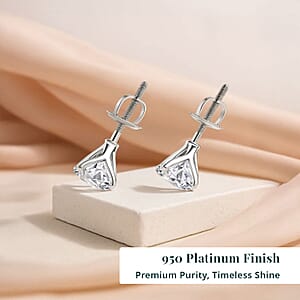 IGI Certified Heart & Arrow Cut Luxuriant Lab Grown Diamond E-F VS 2.00 ctw Stud Earrings in 950 Platinum 