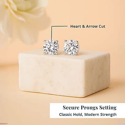 IGI Certified Heart & Arrow Cut Luxuriant Lab Grown Diamond E-F VS 2.00 ctw Stud Earrings in 950 Platinum 