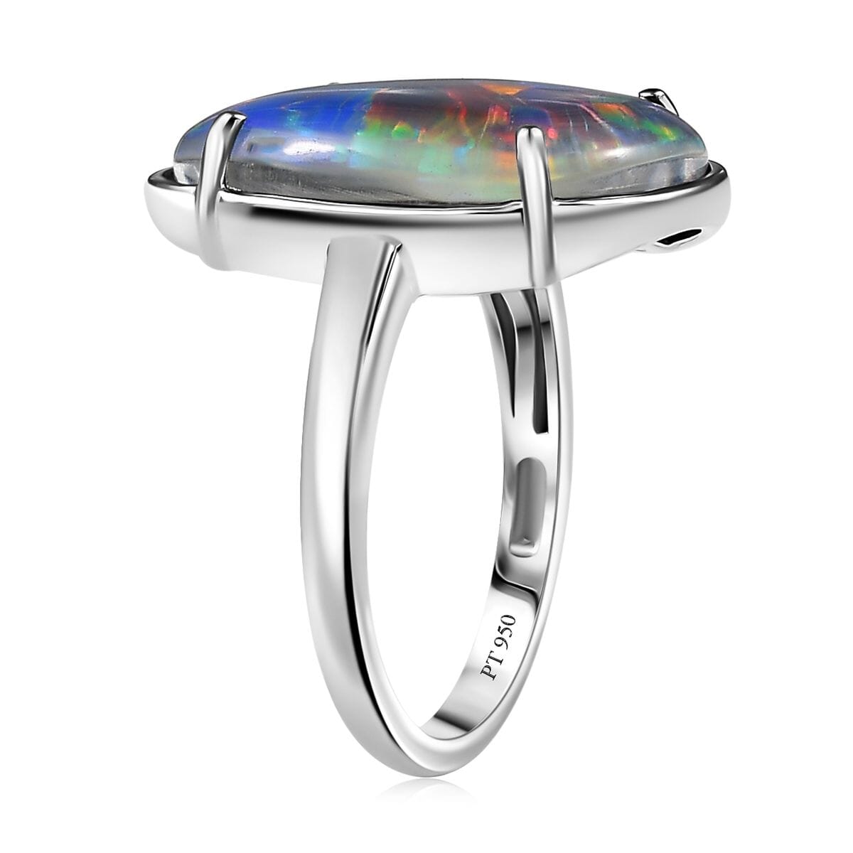 Rhapsody AAAA Elysian Opal (Triplet) 9.40 ctw Skylines at Twilight Ring in 950 Platinum (Size 7.0) image number 3