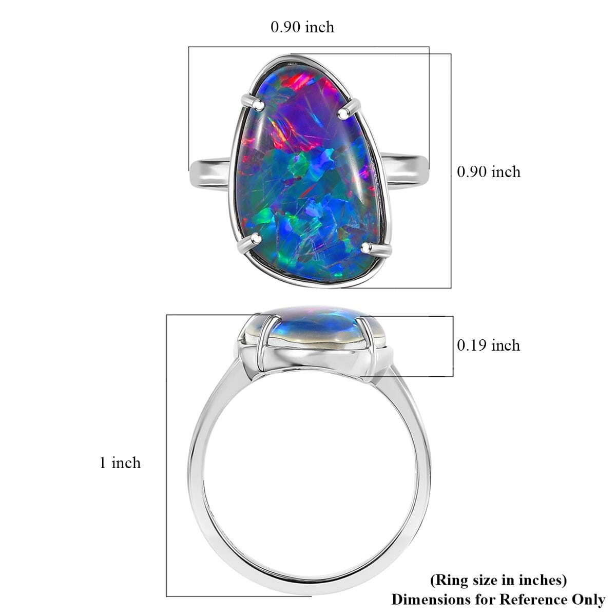 Rhapsody AAAA Elysian Opal (Triplet) 9.40 ctw Skylines at Twilight Ring in 950 Platinum (Size 7.0) image number 5
