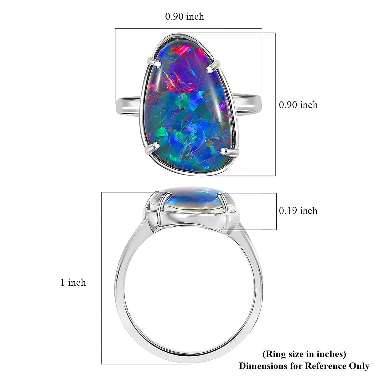Rhapsody AAAA Elysian Opal (Triplet) 9.40 ctw Skylines at Twilight Ring in 950 Platinum (Size 9.5) image number 5