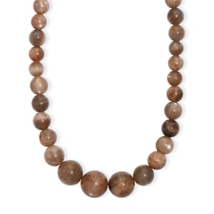D'Joy Sunstone 270.00 ctw Beaded Necklace in Rhodium Over Sterling Silver 18 Inches