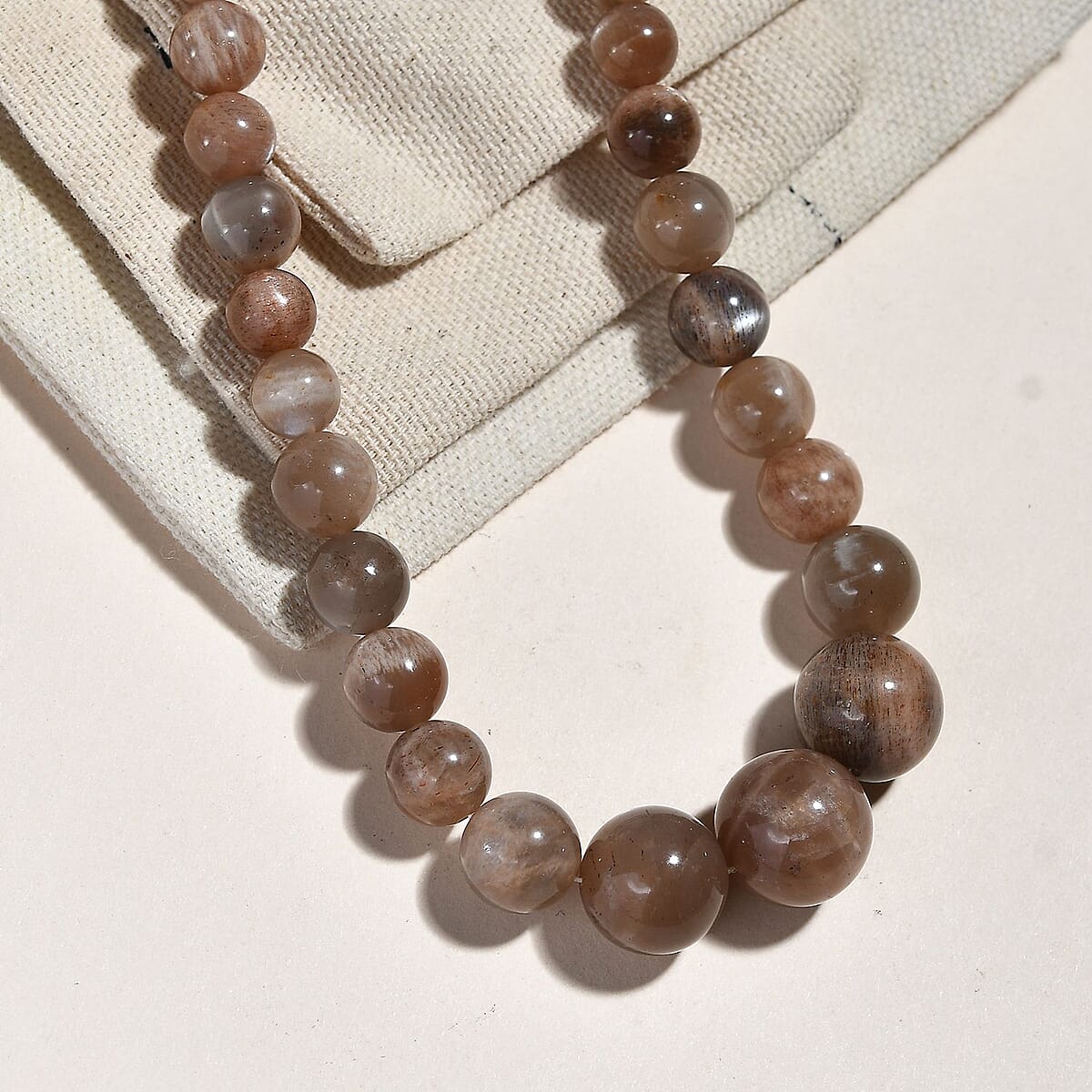 Sunstone 270.00 ctw Beaded Necklace in Rhodium Over Sterling Silver 18 Inches image number 1
