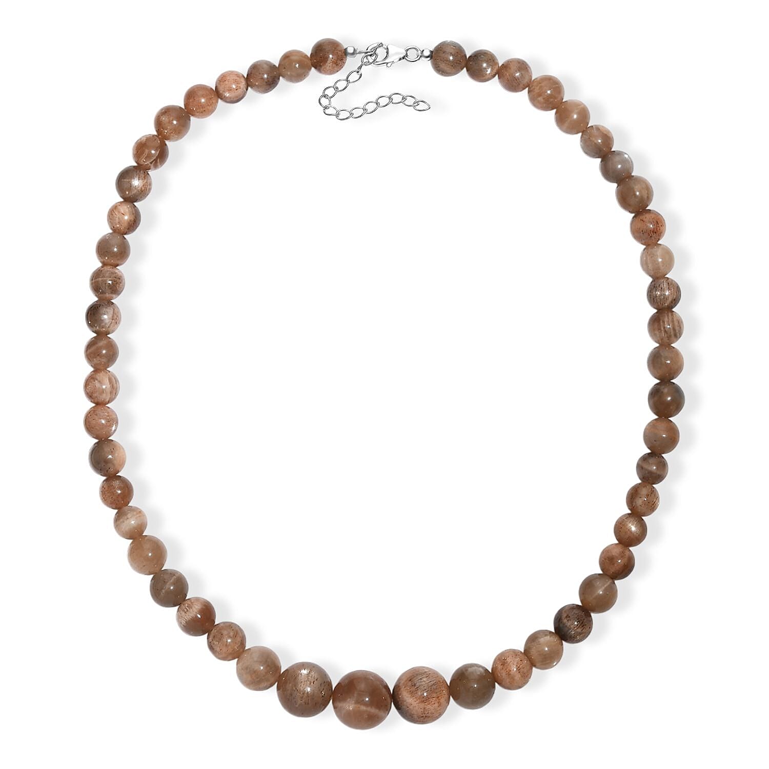Sunstone 270.00 ctw Beaded Necklace in Rhodium Over Sterling Silver 18 Inches