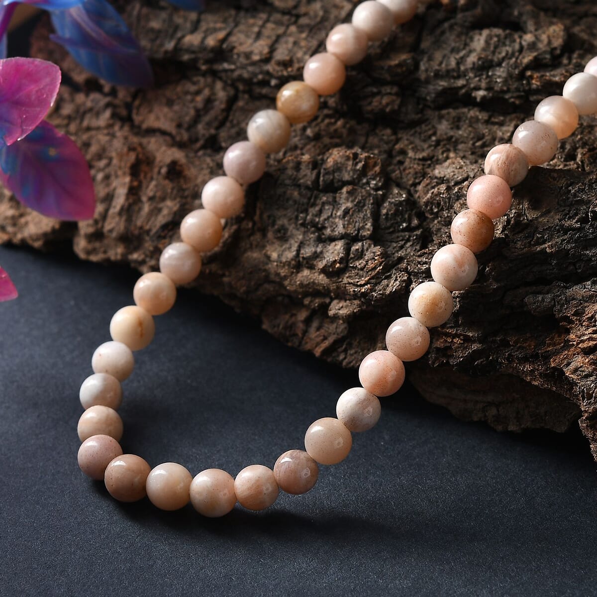 Sunstone Beaded 115.00 ctw Necklace 18 Inches in Rhodium Over Sterling Silver  image number 1