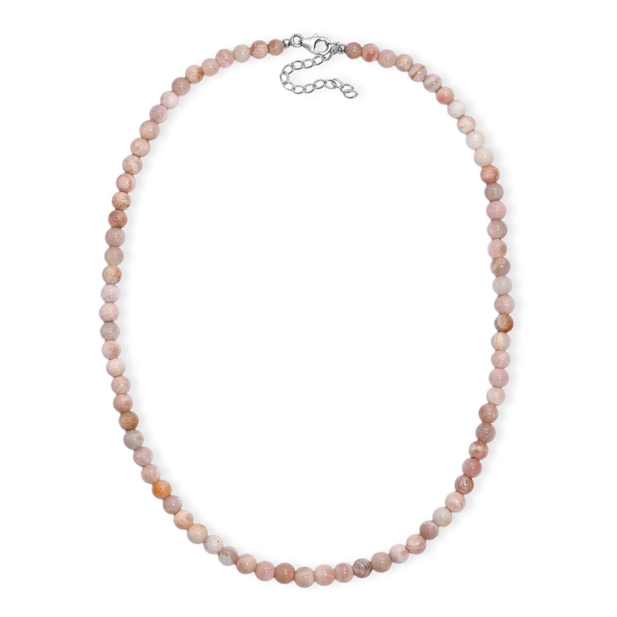 Sunstone Beaded 115.00 ctw Necklace 18 Inches in Rhodium Over Sterling Silver  image number 3