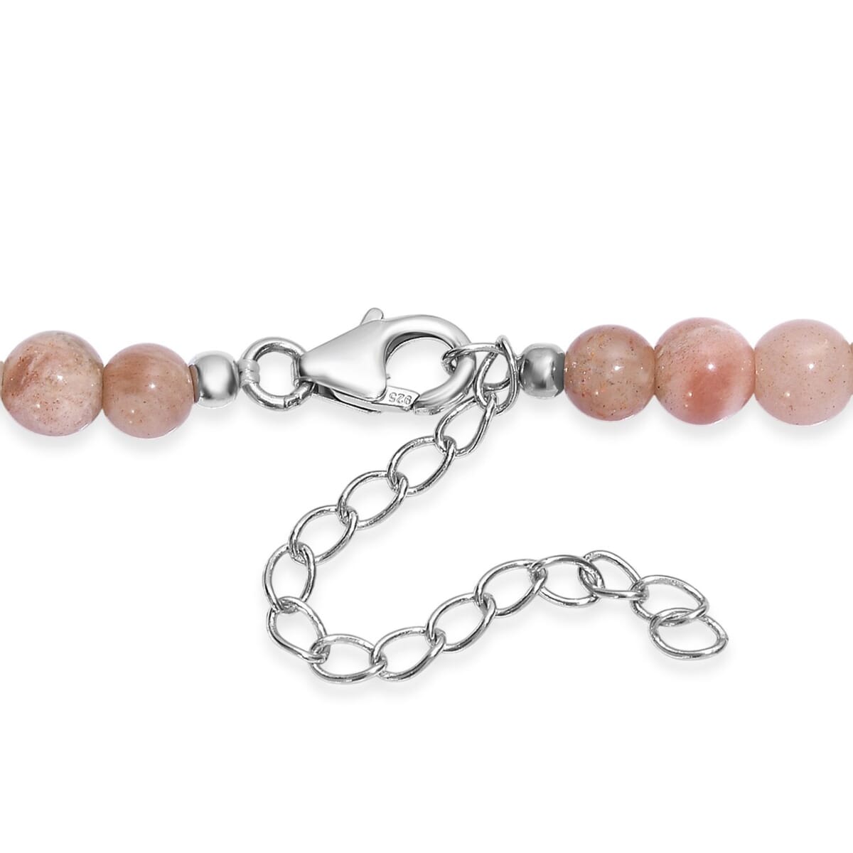 Sunstone Beaded 115.00 ctw Necklace 18 Inches in Rhodium Over Sterling Silver  image number 4
