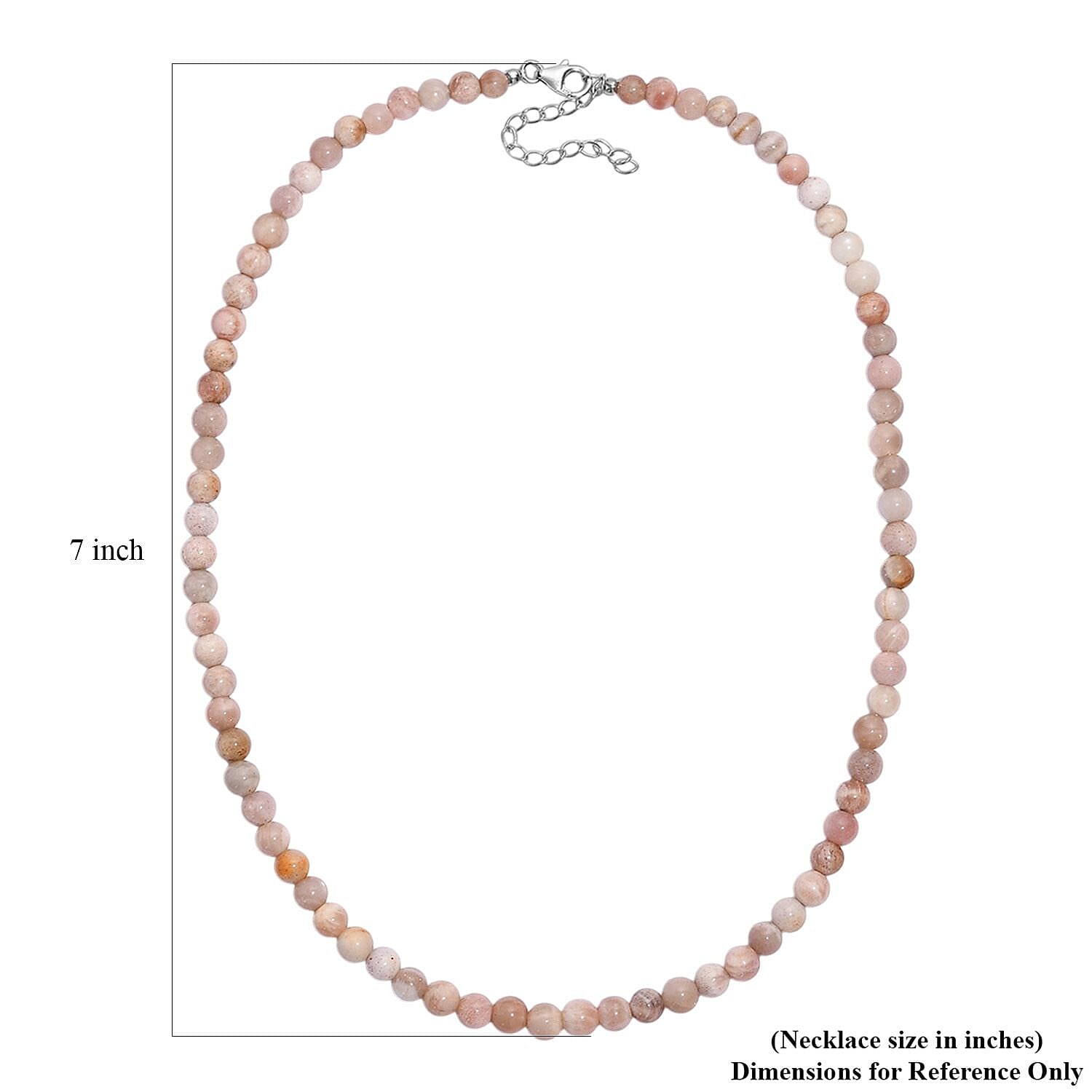 Sunstone Beaded 115.00 ctw Necklace 18 Inches in Rhodium Over Sterling Silver