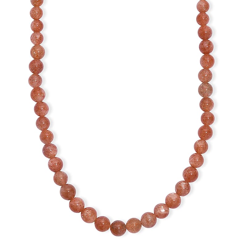 D'Joy AAA Golden Sunstone Beaded Necklace in 18K Vermeil YG Over Sterling Silver 110.00 ctw (18-20 inches)