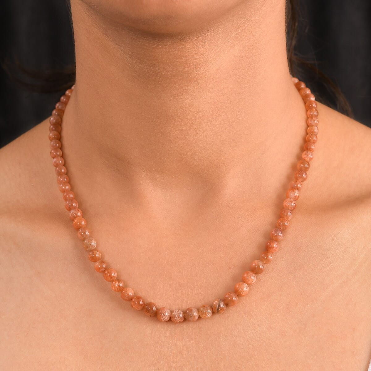 D'Joy AAA Golden Sunstone Beaded 110 ctw Necklace 18-20 Inches in 18K Vermeil Yellow Gold Over Sterling Silver image number 2
