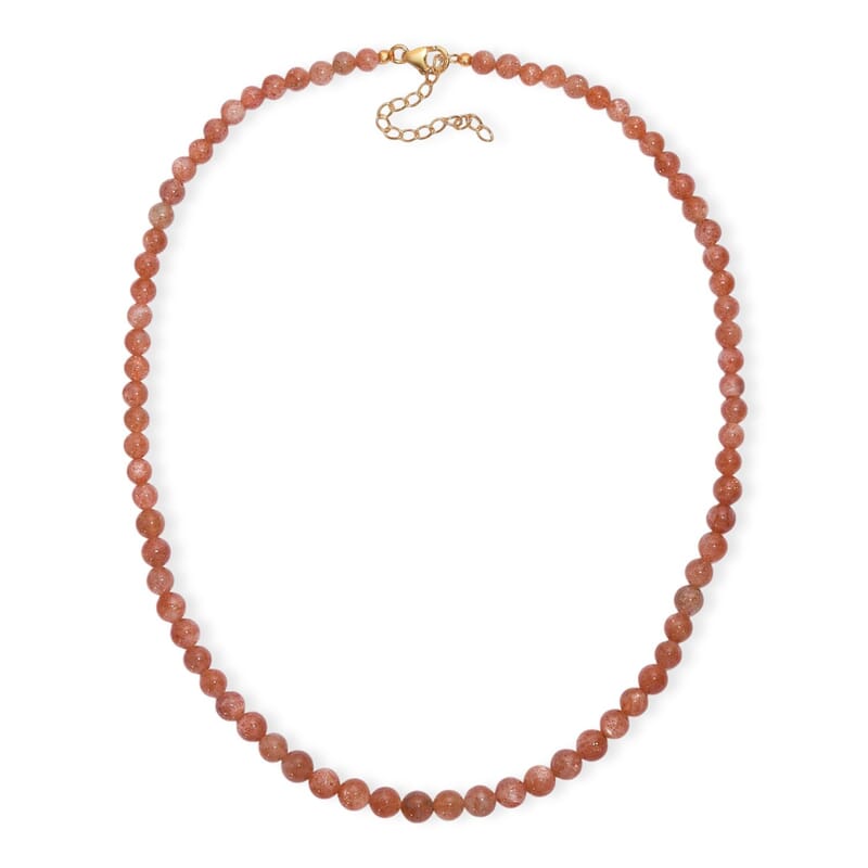 D'Joy AAA Golden Sunstone Beaded Necklace in 18K Vermeil YG Over Sterling Silver 110.00 ctw (18-20 inches)