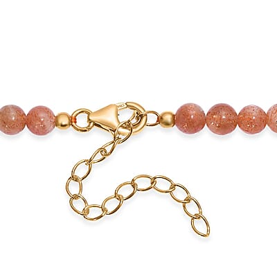 D'Joy AAA Golden Sunstone Beaded Necklace in 18K Vermeil YG Over Sterling Silver 110.00 ctw (18-20 inches)