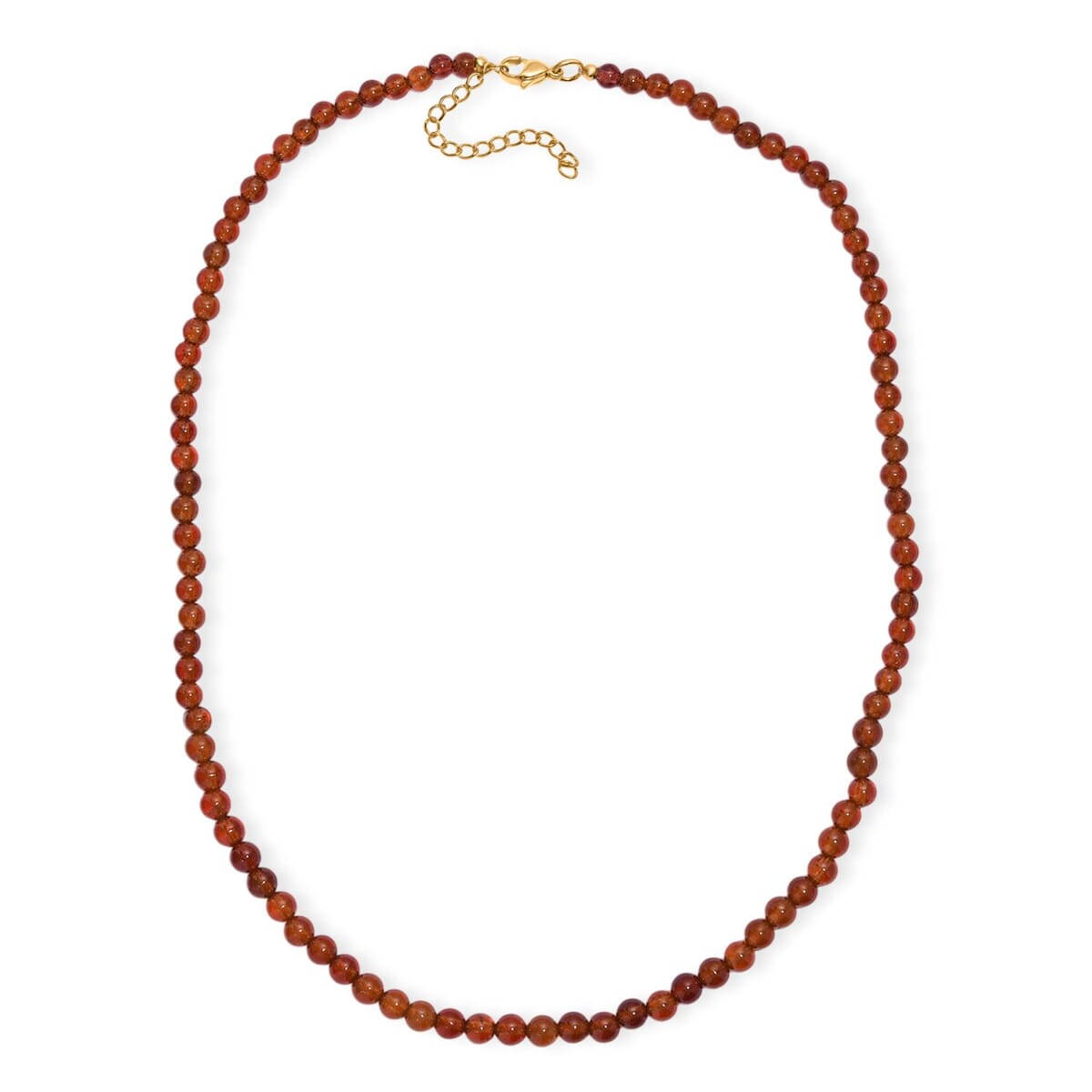 D'Joy AAA Ratnapura Hessonite Garnet Beaded 100.00 ctw Necklace 18-20 Inches in 18K Vermeil Yellow Gold Over Sterling Silver  image number 3