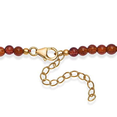 D'Joy AAA Ratnapura Hessonite Garnet Beaded 100.00 ctw Necklace 18-20 Inches in 18K Vermeil Yellow Gold Over Sterling Silver 