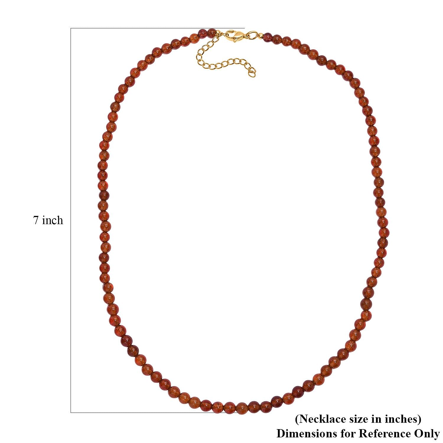 D'Joy AAA Ratnapura Hessonite Garnet Beaded 100.00 ctw Necklace 18-20 Inches in 18K Vermeil Yellow Gold Over Sterling Silver 