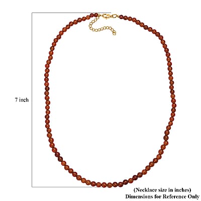 D'Joy AAA Ratnapura Hessonite Garnet Beaded 100.00 ctw Necklace 18-20 Inches in 18K Vermeil Yellow Gold Over Sterling Silver 
