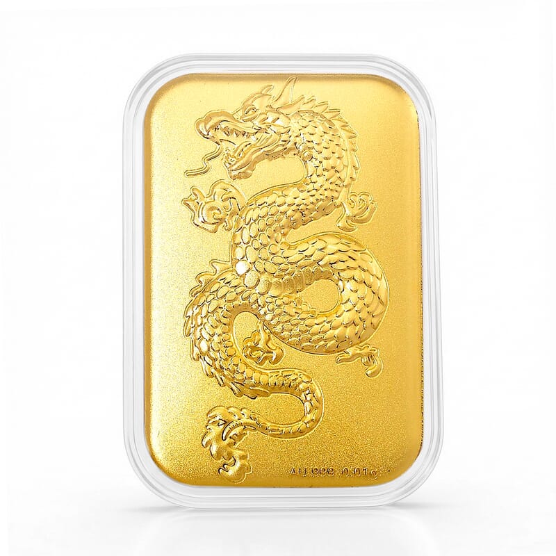 24K Yellow Gold Dragon Embossed Sheet 10mg (31x45.5mm)
